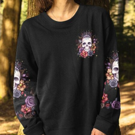 I'M THE F QUEEN FLOWER SKULL ALL OVER PRINT - YHLN1003233
