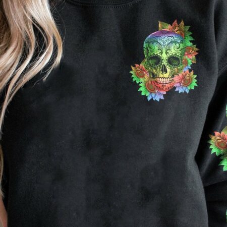 I TRY TO AVOID DRAMA TATTOOED SKULL SUNFLOWER ALL OVER PRINT - TLTW0401231