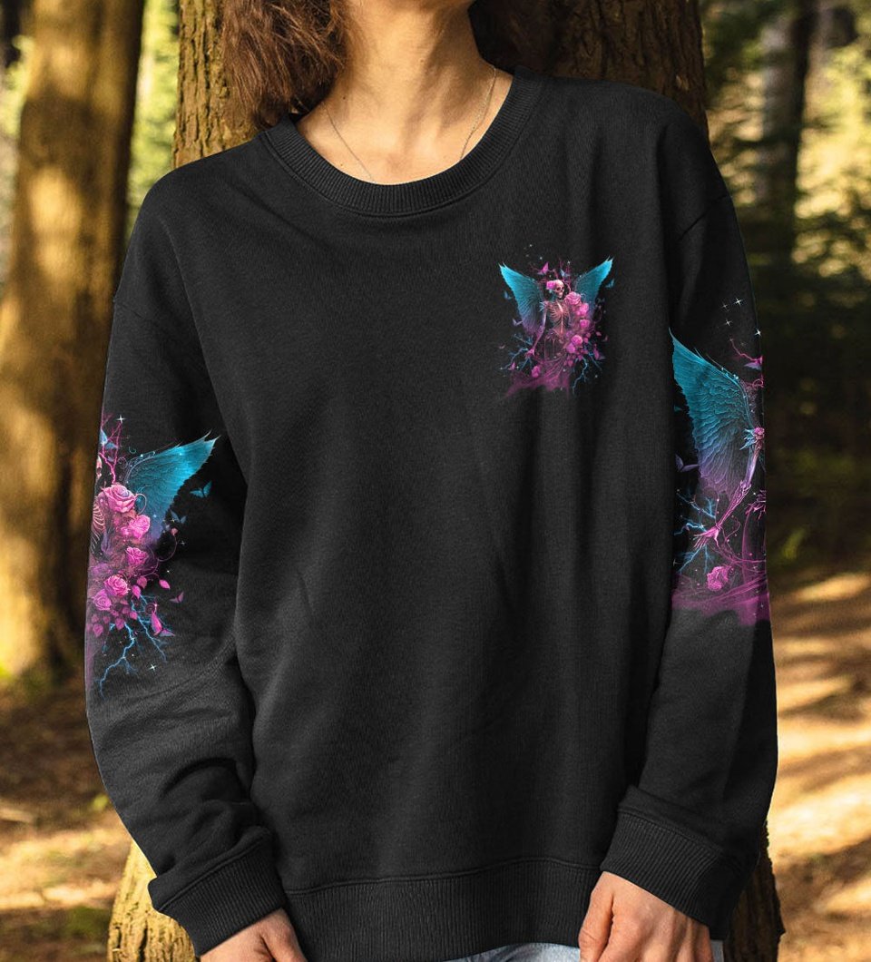 ALWAYS A STRONG WOMAN SKELETON WINGS ROSE TEAL PINK ALL OVER PRINT - TLTW1103234