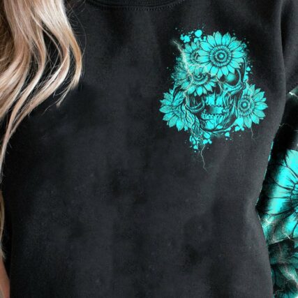 I AM THE STORM TEAL SKULL FLOWER ALL OVER PRINT - TLTY1611225
