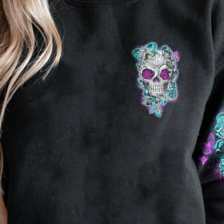 I'M A B DON'T TRY ME TATTOOED FLOWER SKULL ALL OVER PRINT - TLNO1502232