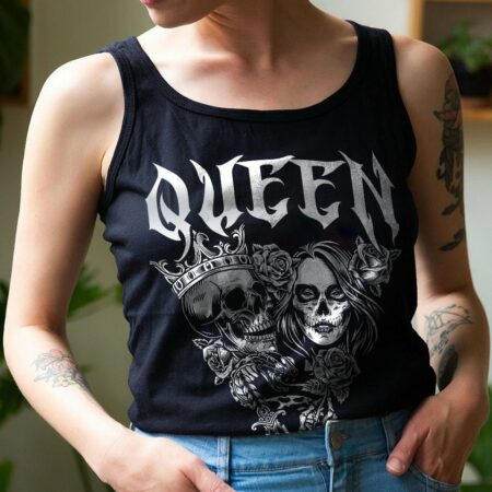 KING QUEEN GOTHIC SKULL COUPLE ALL OVER PRINT - TLTR1101234