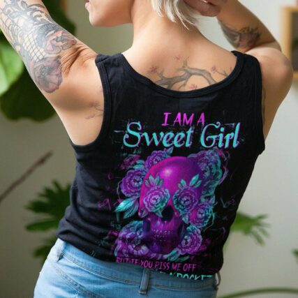 I AM A SWEET GIRL PURPLE FLOWER SKULL ALL OVER PRINT - TLTW1612221