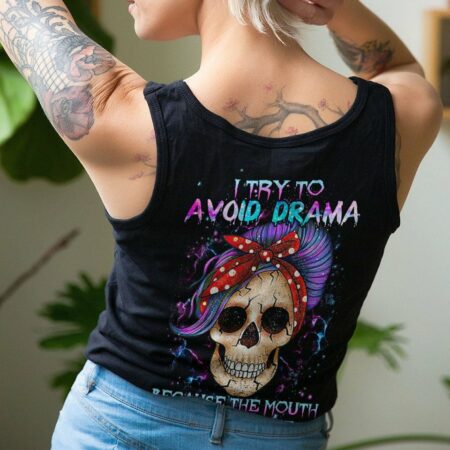 I TRY TO AVOID DRAMA PURPLE MESSY BUN ALL OVER PRINT - TLTR3012222