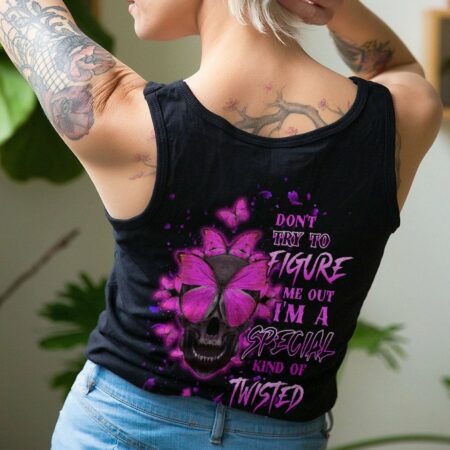 DON'T TRY TO FIGURE ME OUT BUTTERFLY SKULL ALL OVER PRINT - TLTW1611223