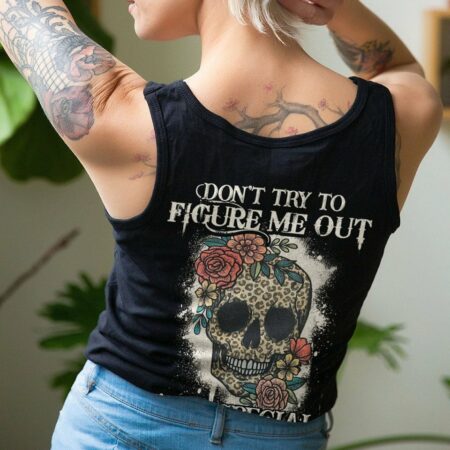 DON'T TRY TO FIGURE ME OUT LEOPARD SKULL ALL OVER PRINT - TLTY1411221