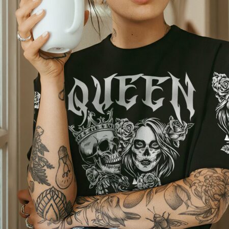 KING QUEEN GOTHIC SKULL COUPLE ALL OVER PRINT - TLTR1101234
