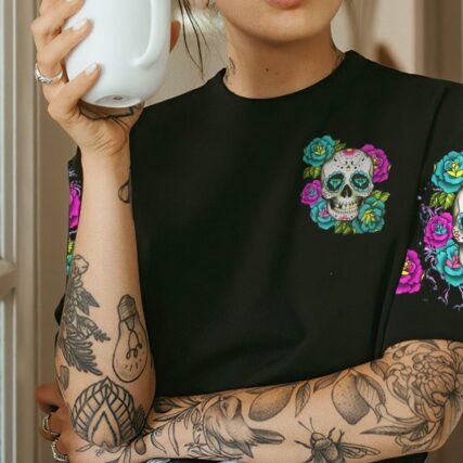DON'T TRY TO FIGURE ME OUT SUGAR SKULL ROSE ALL OVER PRINT - TLTR1612221