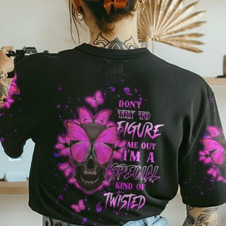 DON'T TRY TO FIGURE ME OUT BUTTERFLY SKULL ALL OVER PRINT - TLTW1611223