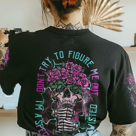 DON'T TRY TO FIGURE ME OUT ROSE SKULL ALL OVER PRINT - TLTR1712223