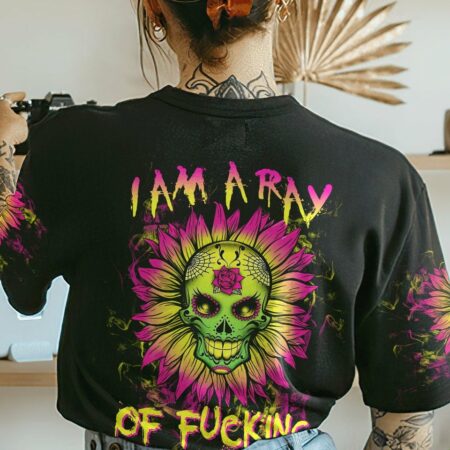 I AM A RAY OF FKING SUNSHINE SUGAR SKULL SUNFLOWER ALL OVER PRINT - TLTW0612224