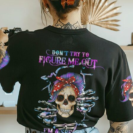 DON'T TRY TO FIGURE ME OUT PURPLE MESSY BUN ALL OVER PRINT - TLTW2511223