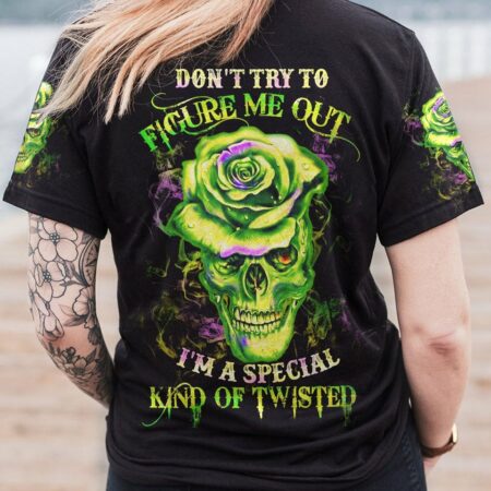 DON'T TRY TO FIGURE ME OUT GREEN SKULL ROSE ALL OVER PRINT - TLTW2212221