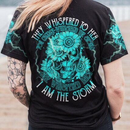 I AM THE STORM TEAL SKULL FLOWER ALL OVER PRINT - TLTY1611225