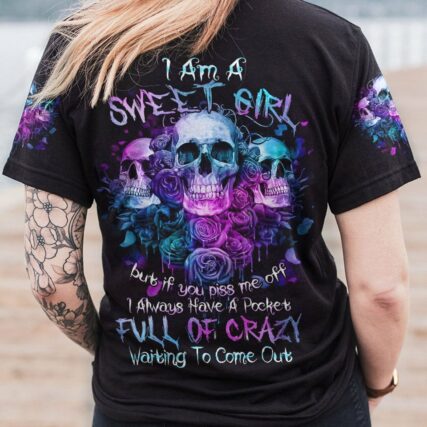 I AM A SWEET GIRL PURPLE FLOWER SKULL ALL OVER PRINT - TLNZ2801233