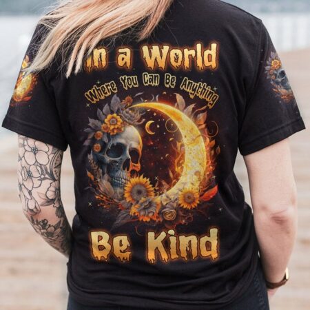 BE KIND SUNFLOWER SKULL CRESCENT MOON ALL OVER PRINT - TLNZ0603234