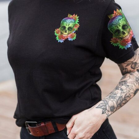 I TRY TO AVOID DRAMA TATTOOED SKULL SUNFLOWER ALL OVER PRINT - TLTW0401231