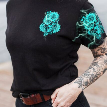 I AM THE STORM TEAL SKULL FLOWER ALL OVER PRINT - TLTY1611225