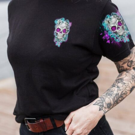I'M A B DON'T TRY ME TATTOOED FLOWER SKULL ALL OVER PRINT - TLNO1502232