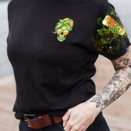 B GIRLS CHUG BEER MESSY BUN PATRICK'S DAY ALL OVER PRINT - TLTR1101231