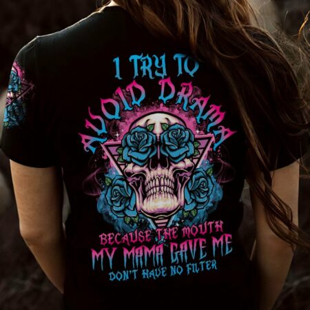 I TRY TO AVOID DRAMA TRIANGLE SKULL ALL OVER PRINT - TLTY1401231