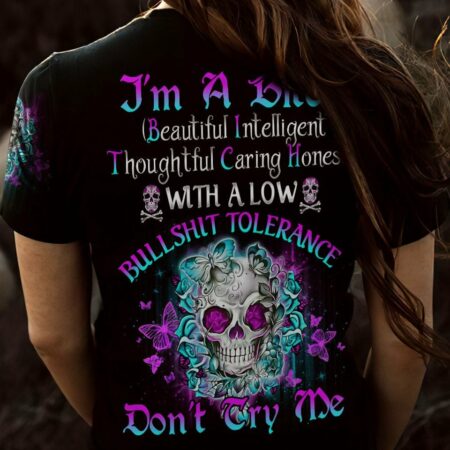 I'M A B DON'T TRY ME TATTOOED FLOWER SKULL ALL OVER PRINT - TLNO1502232