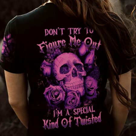 DON'T TRY TO FIGURE ME OUT PURPLE SKULL ROSE ALL OVER PRINT - TLTW1912221