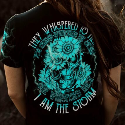 I AM THE STORM TEAL SKULL FLOWER ALL OVER PRINT - TLTY1611225