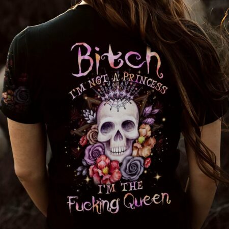 I'M THE F QUEEN FLOWER SKULL ALL OVER PRINT - YHLN1003233