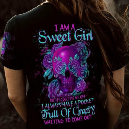 I AM A SWEET GIRL PURPLE FLOWER SKULL ALL OVER PRINT - TLTW1612221