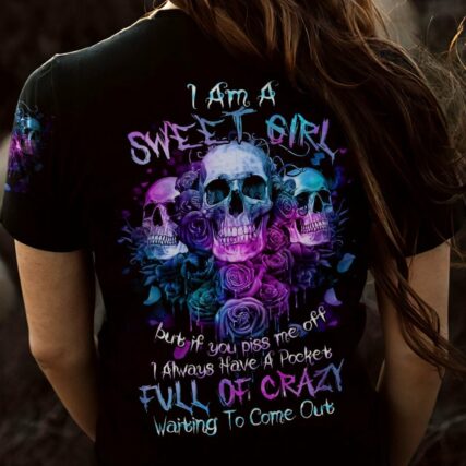 I AM A SWEET GIRL PURPLE FLOWER SKULL ALL OVER PRINT - TLNZ2801233