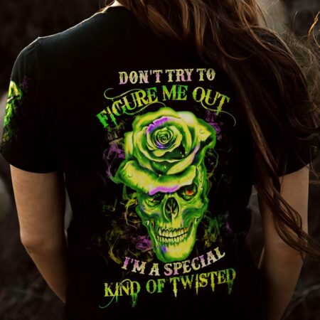 DON'T TRY TO FIGURE ME OUT GREEN SKULL ROSE ALL OVER PRINT - TLTW2212221