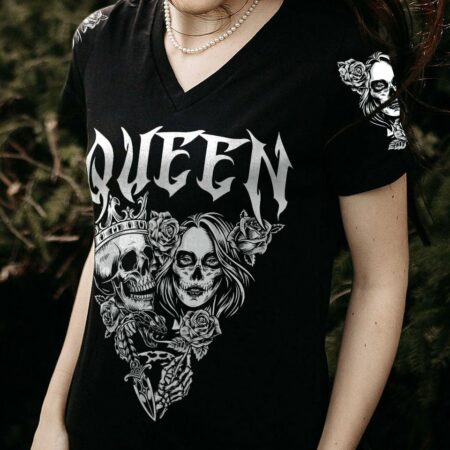 KING QUEEN GOTHIC SKULL COUPLE ALL OVER PRINT - TLTR1101234