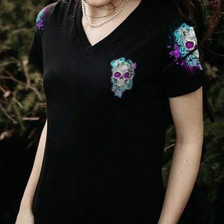 I'M A B DON'T TRY ME TATTOOED FLOWER SKULL ALL OVER PRINT - TLNO1502232