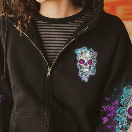 I'M A B DON'T TRY ME TATTOOED FLOWER SKULL ALL OVER PRINT - TLNO1502232
