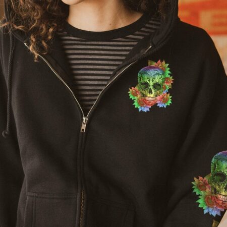 I TRY TO AVOID DRAMA TATTOOED SKULL SUNFLOWER ALL OVER PRINT - TLTW0401231