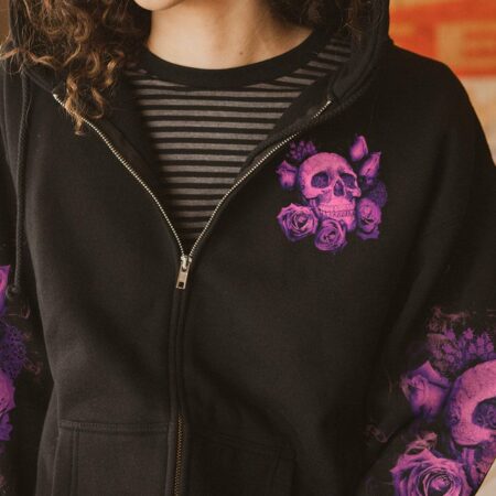 DON'T TRY TO FIGURE ME OUT PURPLE SKULL ROSE ALL OVER PRINT - TLTW1912221