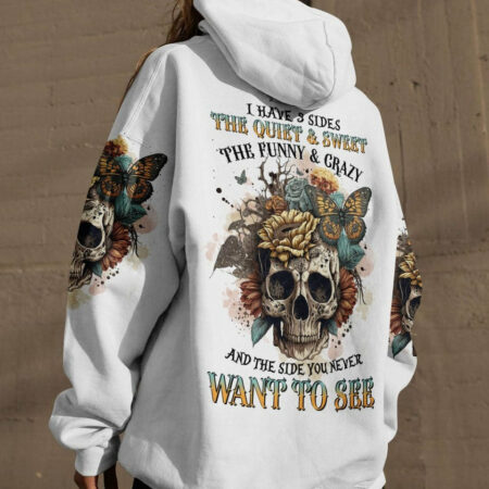 I HAVE THREE SIDES VINTAGE FLOWER SKULL ALL OVER PRINT - TLTR1804232