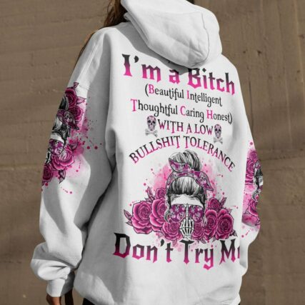 I'M A B DON'T TRY ME ROSE MESSY BUN ALL OVER PRINT - TLNO1701231