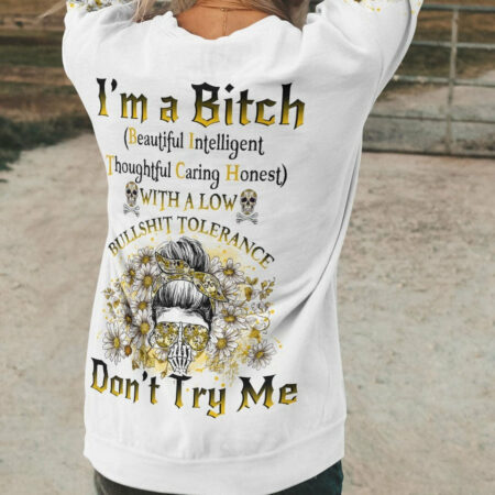 I'M A B DON'T TRY ME MESSY BUN DAISY ALL OVER PRINT - TLNO1704232