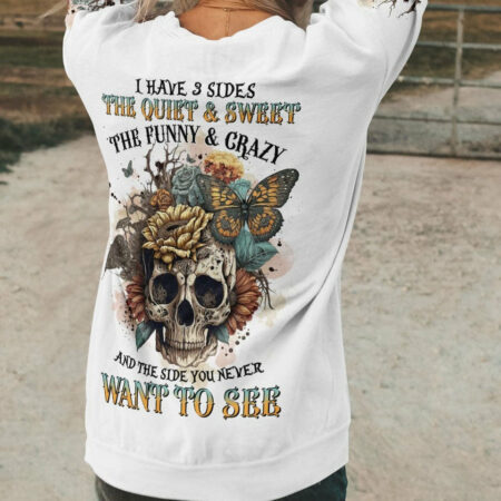 I HAVE THREE SIDES VINTAGE FLOWER SKULL ALL OVER PRINT - TLTR1804232