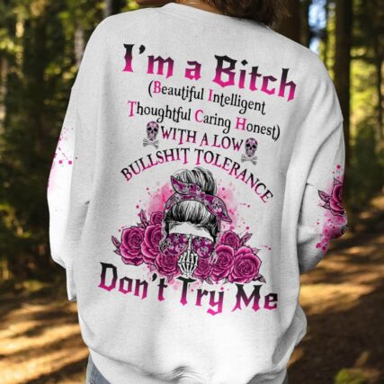 I'M A B DON'T TRY ME ROSE MESSY BUN ALL OVER PRINT - TLNO1701231