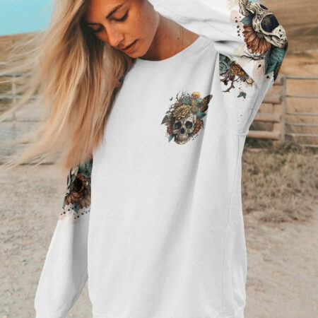 I HAVE THREE SIDES VINTAGE FLOWER SKULL ALL OVER PRINT - TLTR1804232