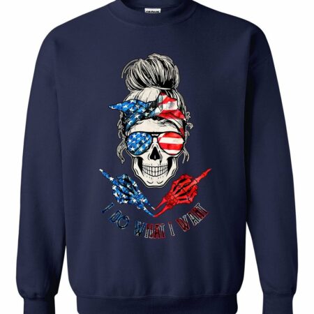 I DO WHAT I WANT AMERICAN MESSY BUN SKULL COTTON SHIRT - TLNO2811221