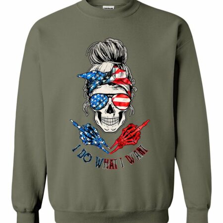 I DO WHAT I WANT AMERICAN MESSY BUN SKULL COTTON SHIRT - TLNO2811221