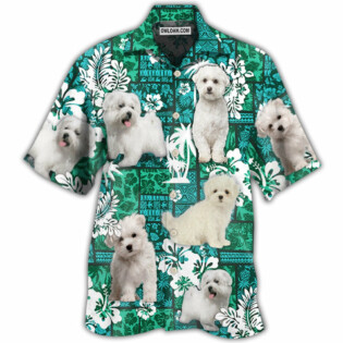 Maltese Dog Green Tropical Style - Hawaiian Shirt - Owl Ohh - Owl Ohh