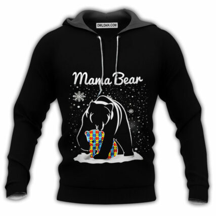 Autism Mama Bear Autism Black Style - Hoodie - Owl Ohh - Owl Ohh