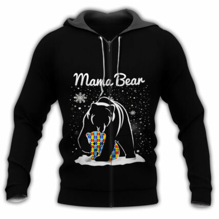 Autism Mama Bear Autism Black Style - Hoodie - Owl Ohh - Owl Ohh