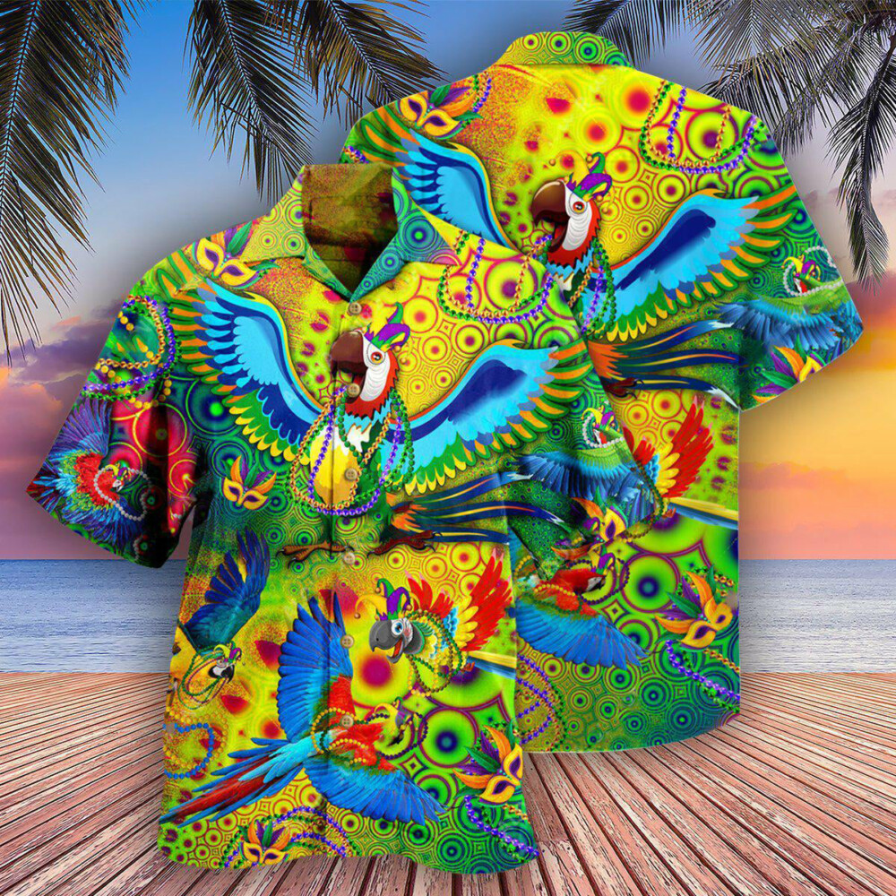 Parrot Mardi Gras - Hawaiian Shirt - Owl Ohh - Owl Ohh