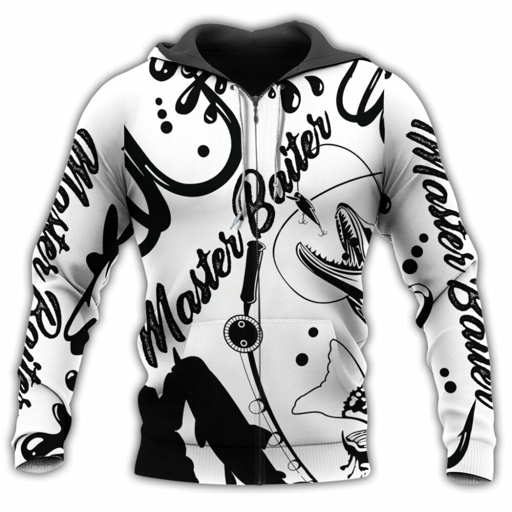 Fishing Master Baiter Fishing Black And White Style - Hoodie - Owl Ohh - Owl Ohh